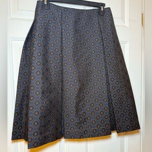 Leon Max Limited Edition Pleated Navy Floral Print Brocade Skirt Size 2 RARE